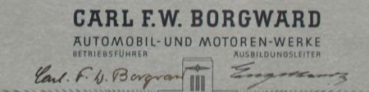 Borgward Teaching-Certificate 1935 with original signature and Logo (1725)